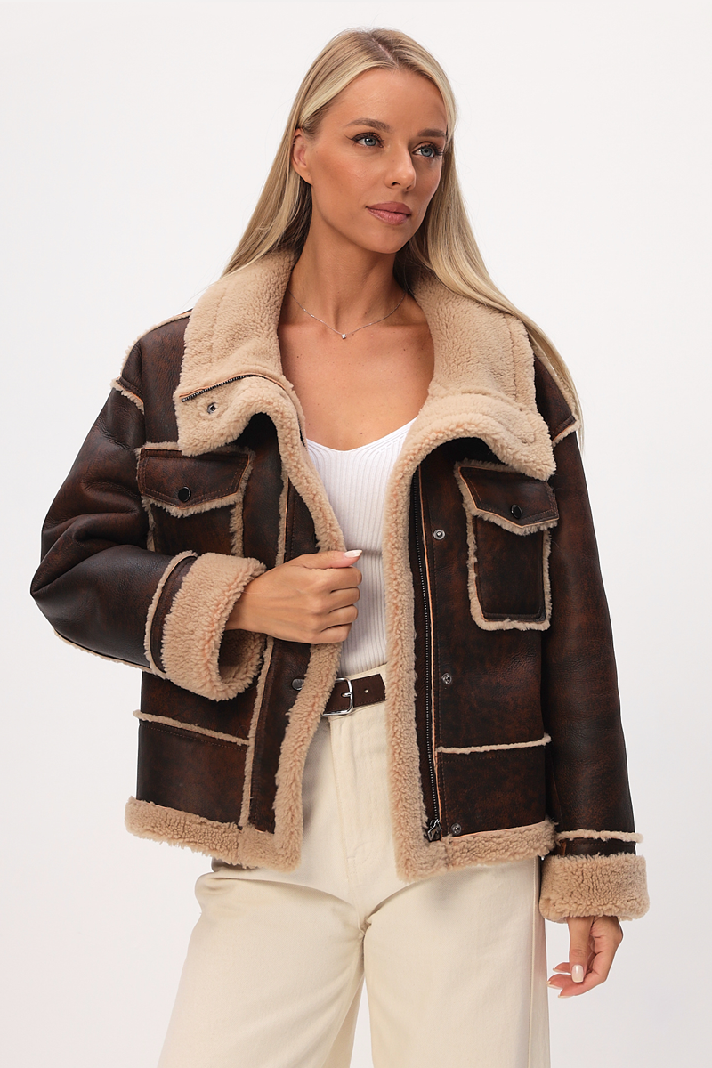 Дубленка коричневая натуральная	 КДО-196к цвет  фото